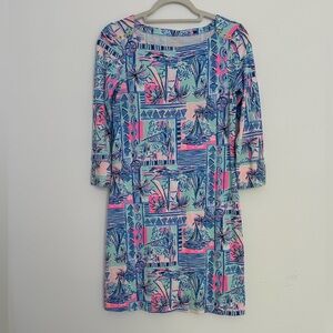 Lilly Pulitzer Blue and Pink Long Sleeve Dress